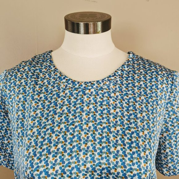 Zara Basic Short Sleeve Polka Dot Peplum Blouse - Size Medium - Picture 2 of 8